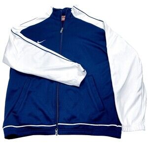 Nike Team Track Jacket Fit Dry Blue with White Full Zip M Soccer Run Golf Y2K